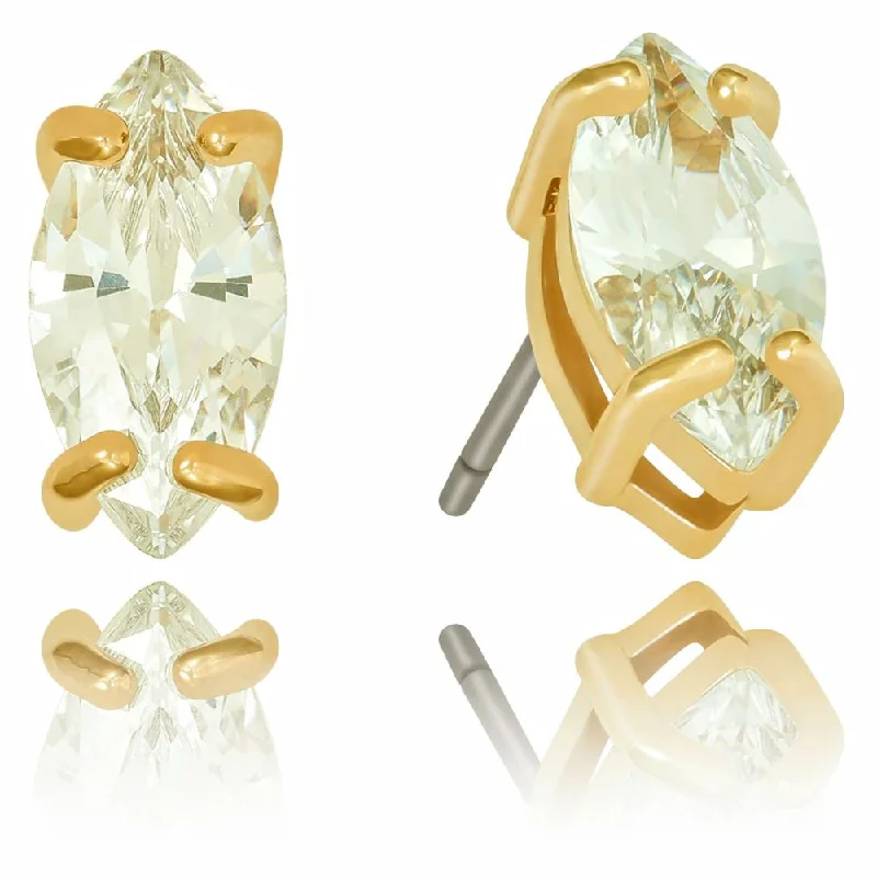 ladies-affordable-pearl-earrings-Cubic Zirconia Marquise Stud Earrings