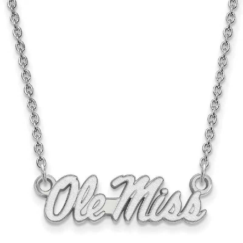 Ladies necklaces handmade crafts -Sterling Silver U of Mississippi Small Ole Miss Script Necklace