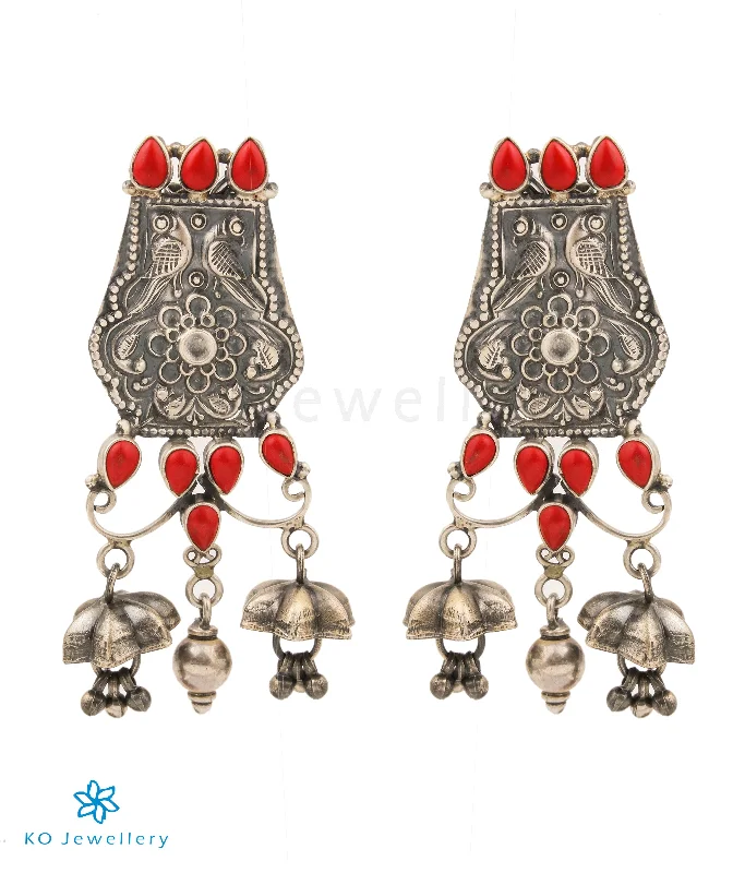 ladies-bohemian-rose-gold-earrings-The Madhu Antique Silver  Earrings