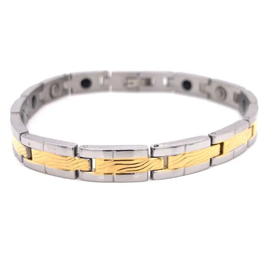 Ladies bracelets for gala nights -Gold PVD Coated Stainless Steel Magnetic Bracelet / MBS0023