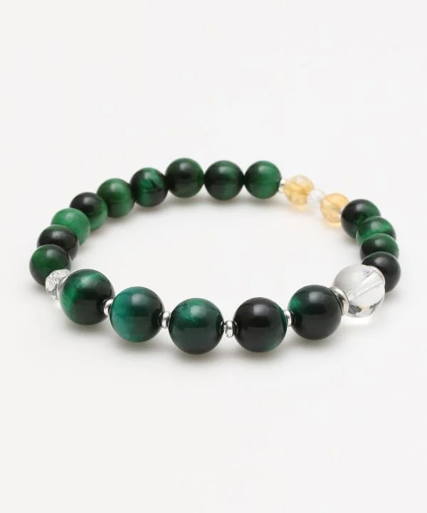 Ladies bracelets thin bands -SUIJIN - 10mm Green Tiger Eye Bracelet