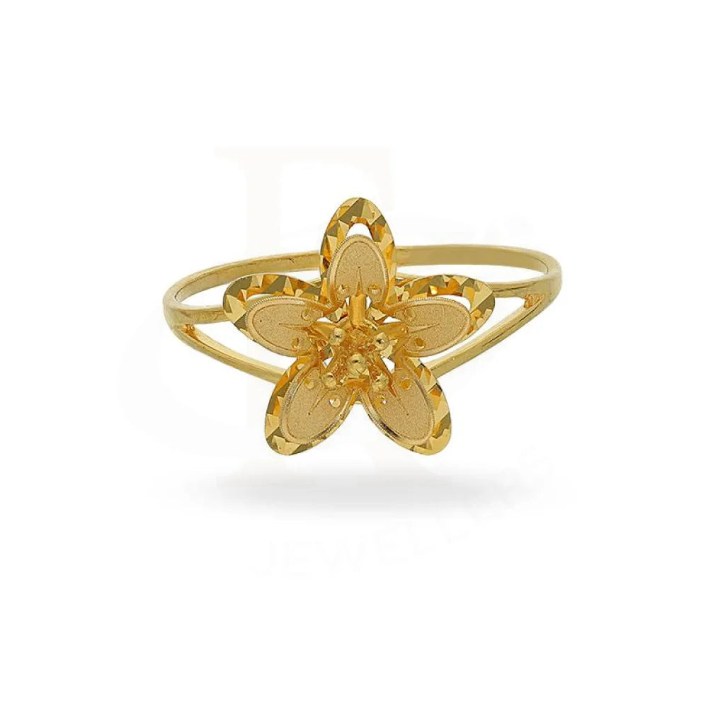 ladies-round-diamond-rings-Gold Flower in Star Shaped Ring 21KT - FKJRN21K2608