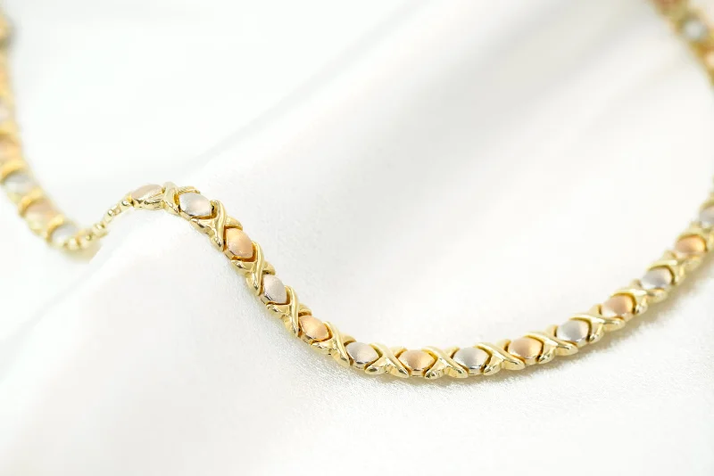 Ladies necklaces for nieces -14k XO Three Golds Necklace