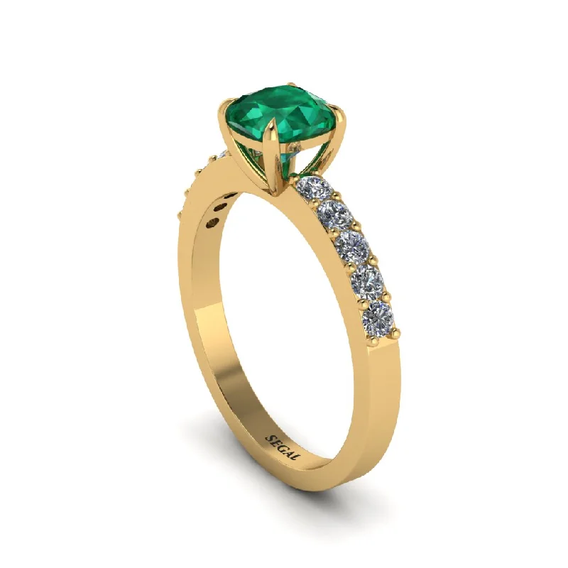 engagement-wedding-silver-ring-Cushion-Cut Emerald Classic Elegance Engagement Ring - Demi No. 4