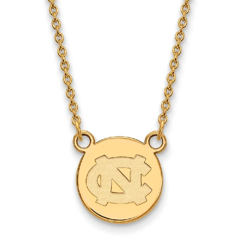 Ladies necklaces unique chains -14k Gold Plated Silver North Carolina Small Disc Necklace