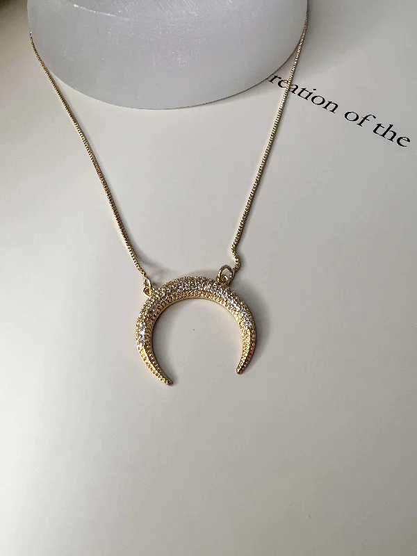 Ladies necklaces with leaf pendants -Velani Inverted Crescent Moon Necklace