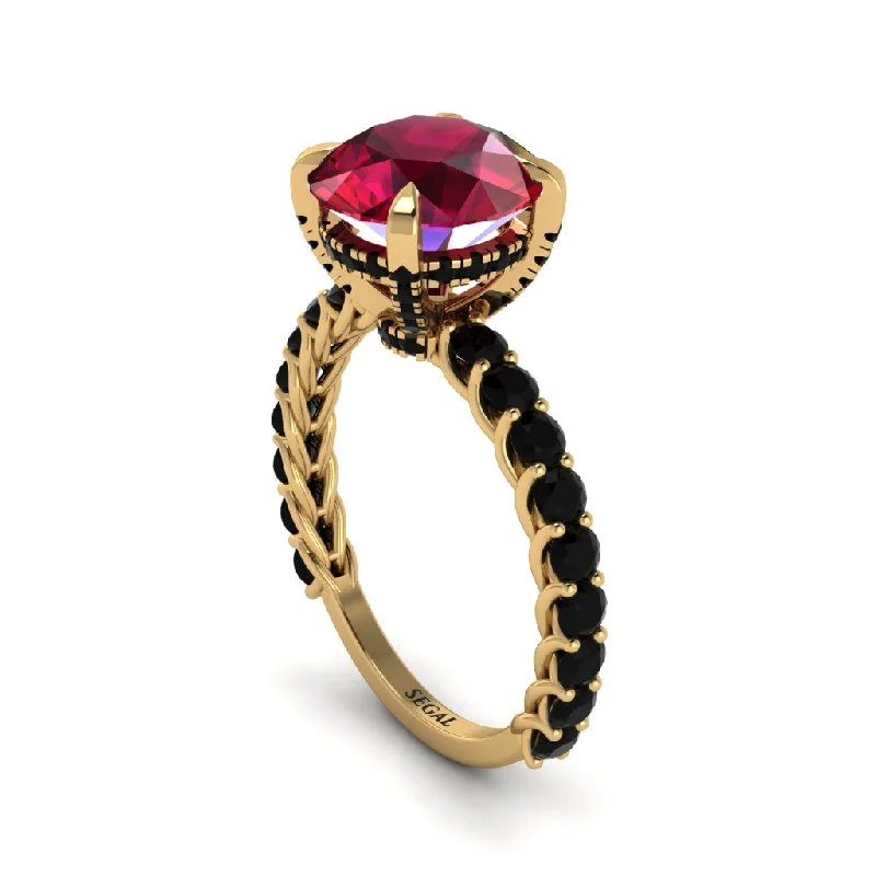 engagement-modern-rose-gold-ring-Ruby Twisted Band Halo Engagement Ring - Avianna No. 40