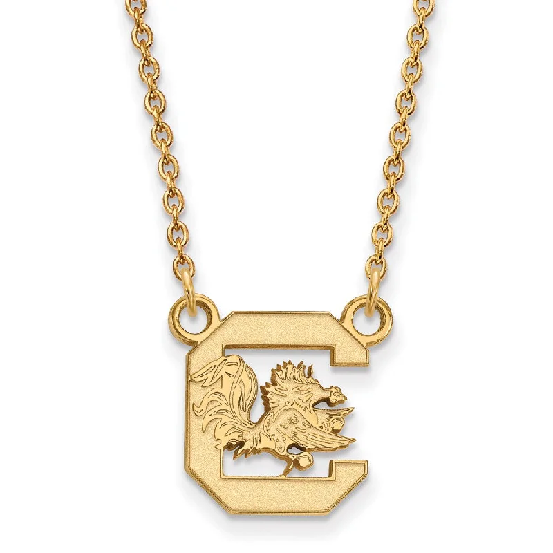 Ladies necklaces for visionaries -14k Gold Plated Silver South Carolina Small Pendant Necklace