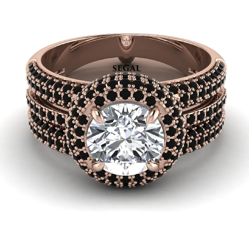 engagement-affordable-rose-gold-ring-Diamond Halo Luxury Pave Engagement Ring - Sierra No. 32