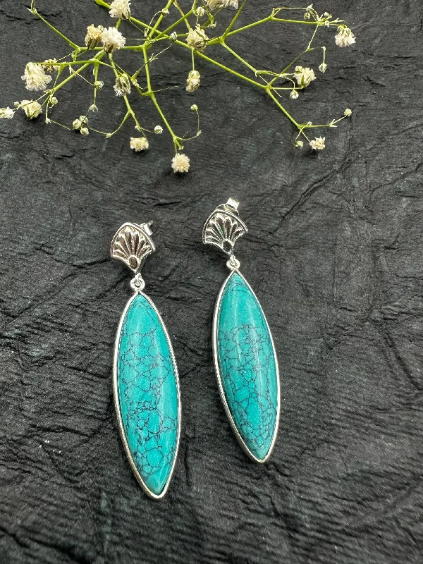 ladies-sterling-silver-drop-earrings-The Turquoise Silver Gemstone Earrings