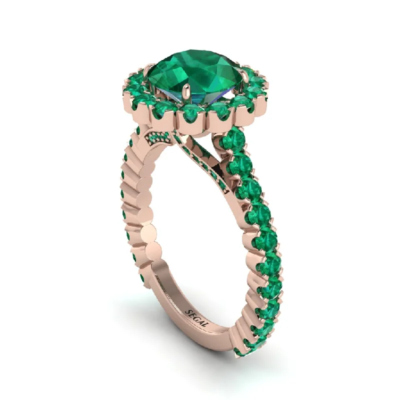 engagement-heart-gold-ring-Round Cut Emerald Timeless Splendor Engagement Ring - Jazlyn No. 20