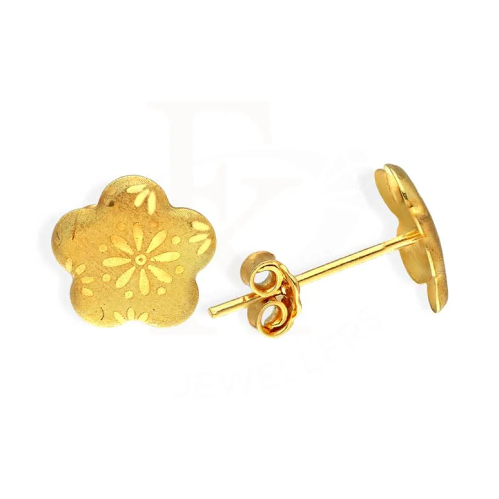 ladies-affordable-silver-earrings-Gold Flower Shaped Stud Earrings 18KT - FKJERN18K2782