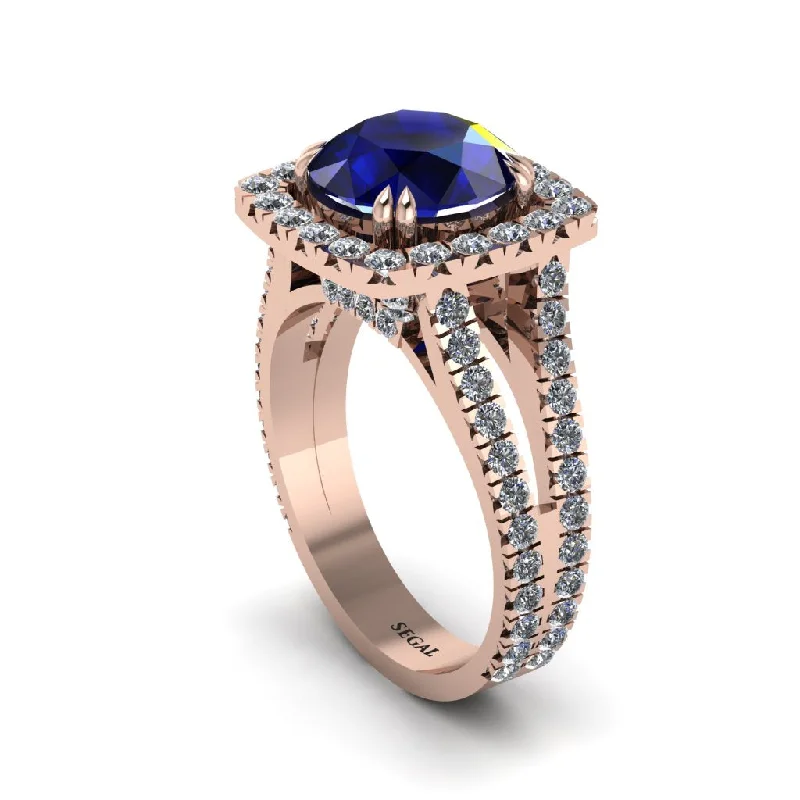 engagement-wedding-gold-ring-Sapphire Pave Split Shank Engagement Ring - Averie No. 14