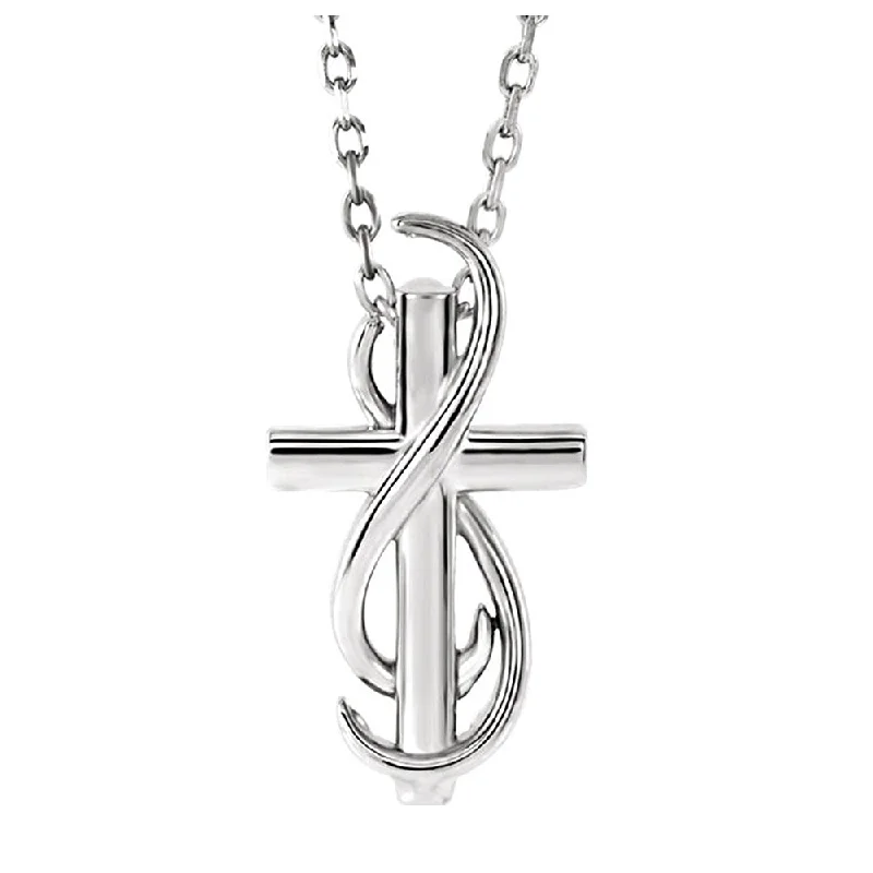 Ladies necklaces handmade crafts -Sterling Silver Infinity Cross Necklace, 16-18 Inch