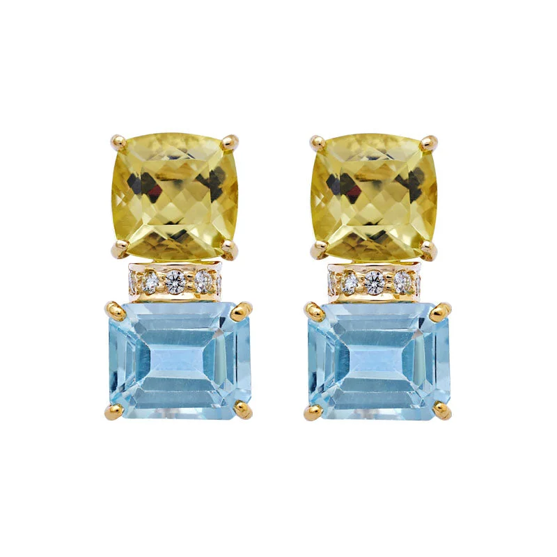 ladies-elegant-diamond-earrings-Earrings-Blue Topaz, Lemon Quartz and Diamond