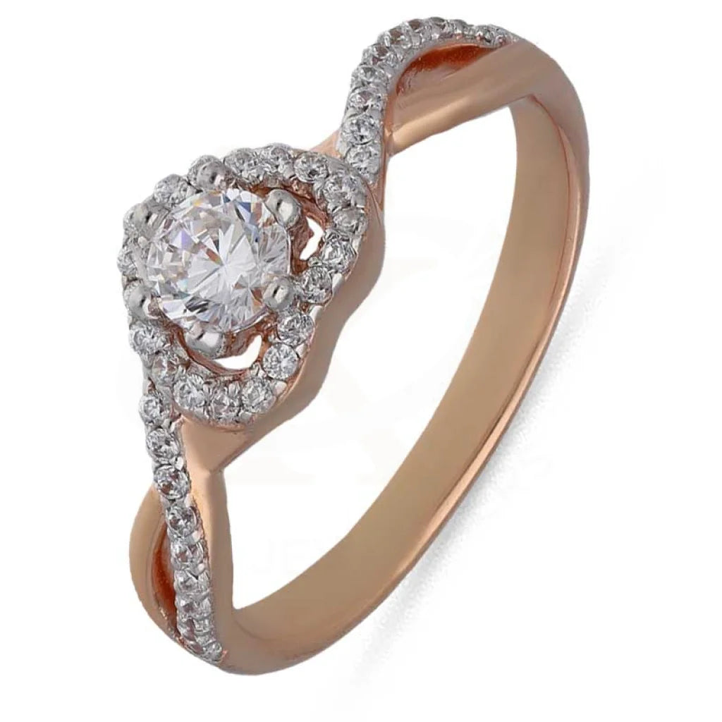 ladies-unique-gold-rings-Sterling Silver 925 Rose Gold Plated Heart Shaped Solitaire Ring - FKJRNSL3540