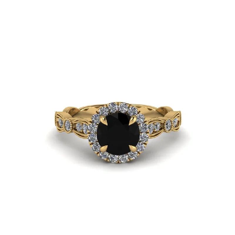 engagement-silver-classic-ring-Round Cut Black Diamond Radiant Eternity Engagement Ring - Kamryn No. 7