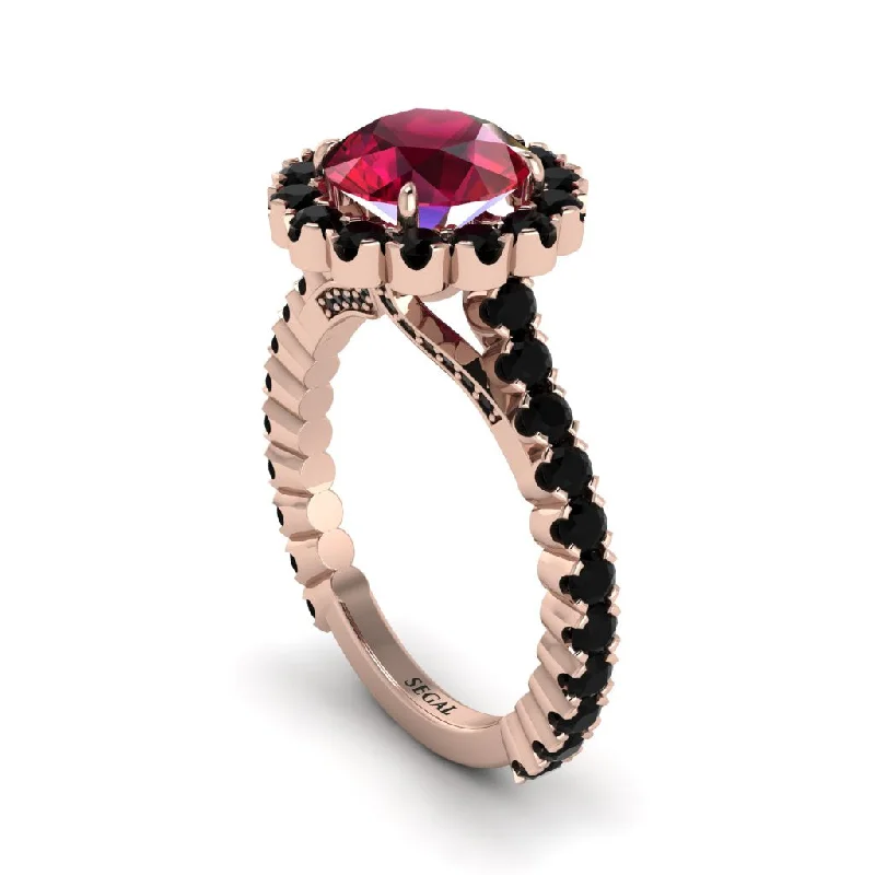 engagement-elegant-gold-ring-Round Cut Ruby Timeless Splendor Engagement Ring - Jazlyn No. 41