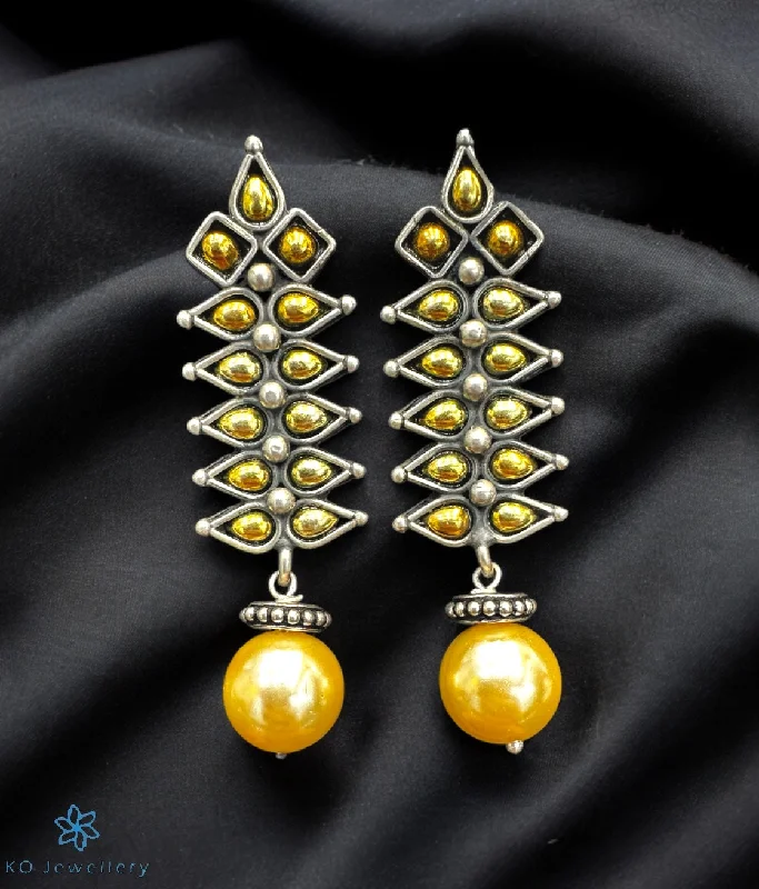 ladies-pendant-diamond-earrings-The Lalima Silver Two Tone Earrings