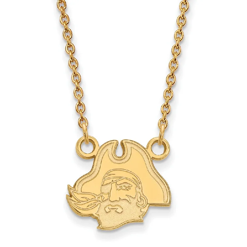 Ladies necklaces for road trips -14k Yellow Gold East Carolina U Small Pendant Necklace