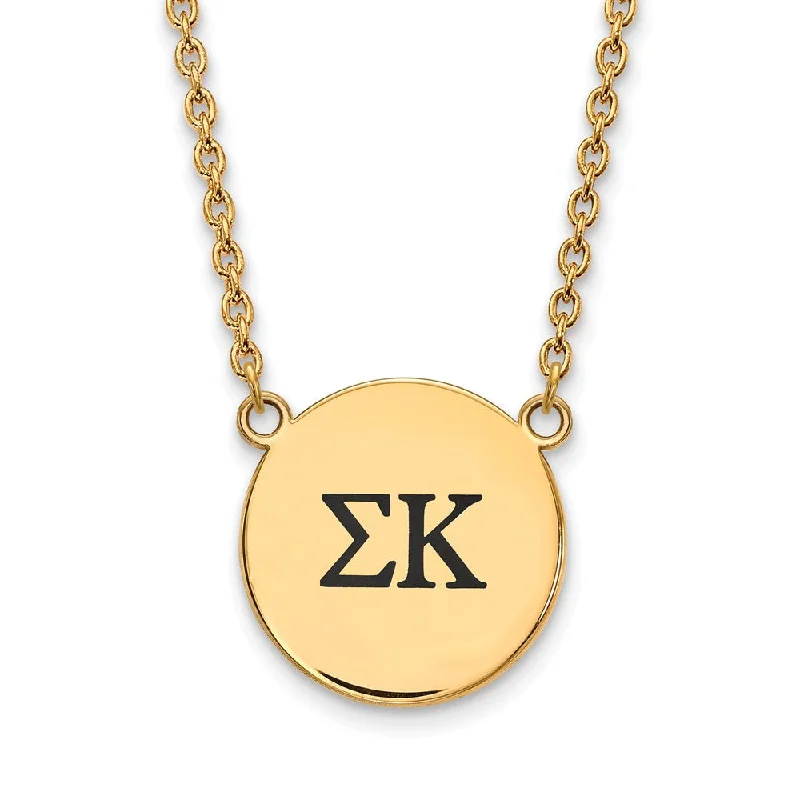 Ladies necklaces smooth edges -14K Plated Silver Sigma Kappa Large Enamel Greek Letters Necklace