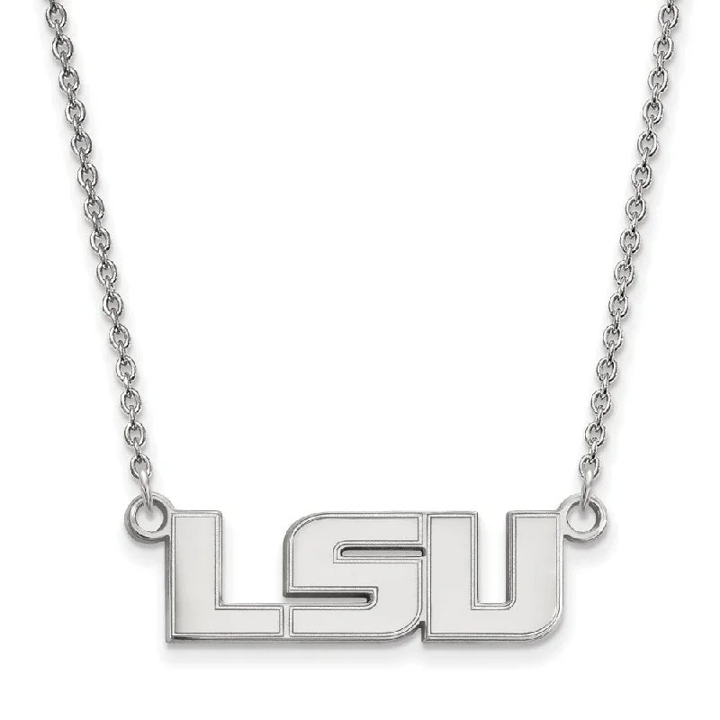 Ladies necklaces with purple fluorite -Sterling Silver Louisiana State Small LSU Pendant Necklace