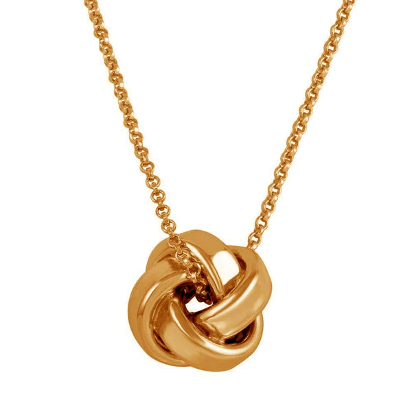 Ladies necklaces trendy strands -Sterling Silver 925 Rose Gold Plated Knot Pendant Necklace