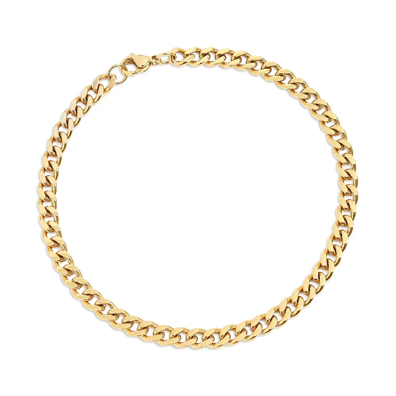 Ladies bracelets for futurists -18K Gold PVD Stainless Steel Diamond Cut Curb Chain Bracelet / BRJ9098