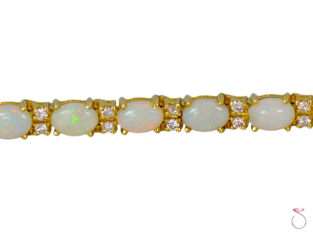 Ladies bracelets for board game nights -Fire Opal Diamond 1.00ctw Tennis Bracelet 6.5in in 14K