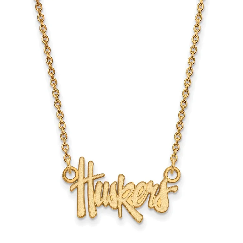 Ladies necklaces for bloggers -14k Gold Plated Silver U of Nebraska Sm Huskers Pendant Necklace