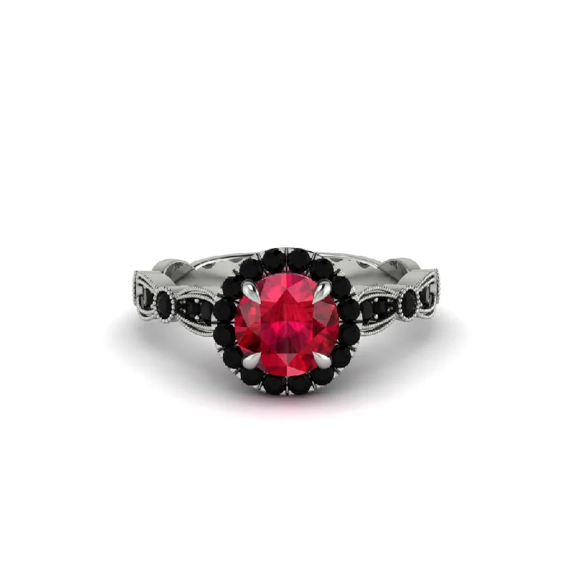 engagement-emerald-three-stone-ring-Round Cut Ruby Radiant Eternity Engagement Ring - Kamryn No. 42