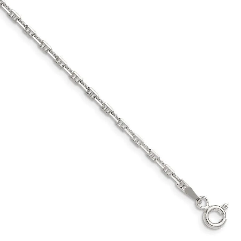 Ladies bracelets for futurists -Sterling Silver Polished and D/C 2mm Marine Link Chain Bracelet