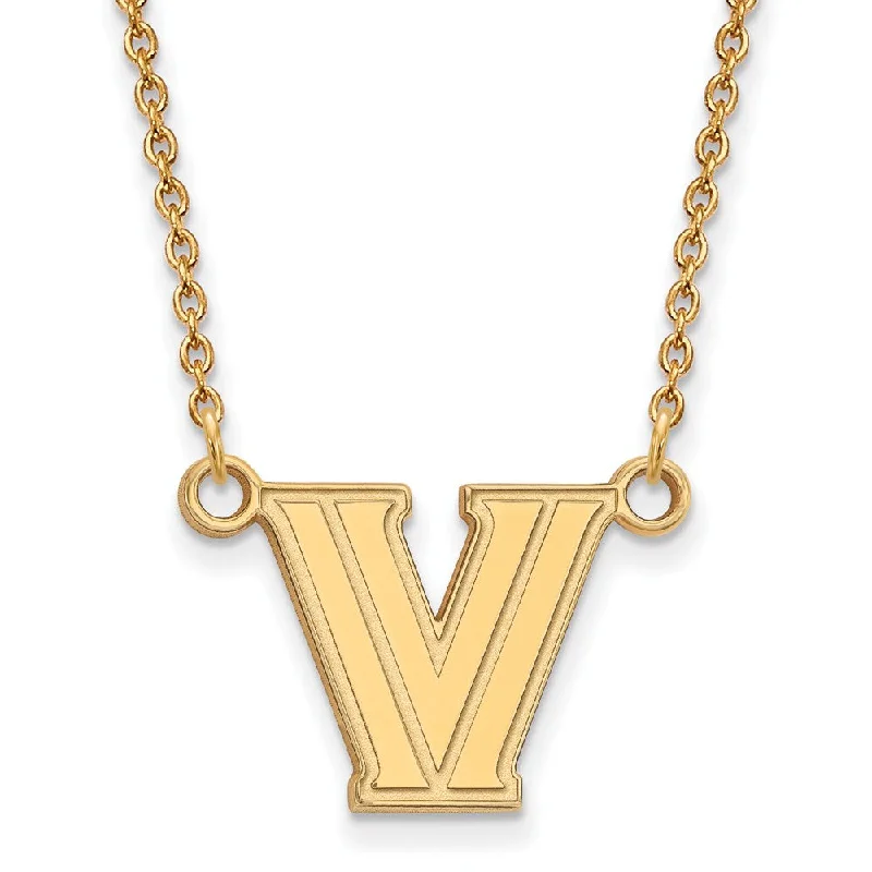 Ladies necklaces for fashionistas -14k Gold Plated Silver Villanova U Small Pendant Necklace