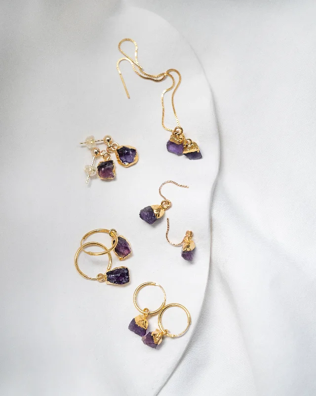 ladies-pendant-diamond-earrings-February | Amethyst Earrings