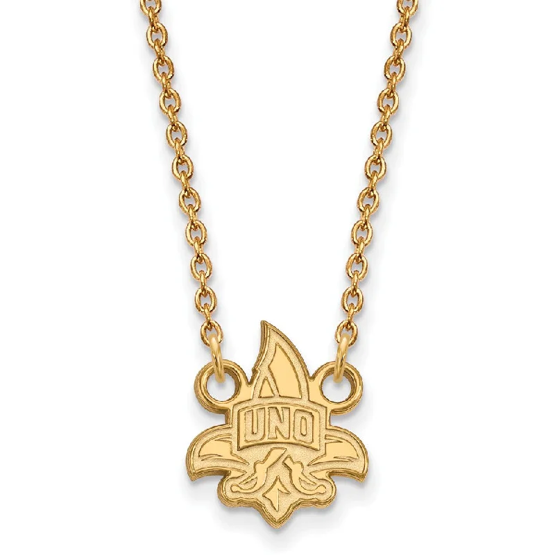 Ladies necklaces classic chains -14k Gold Plated Silver U of New Orleans Small Pendant Necklace