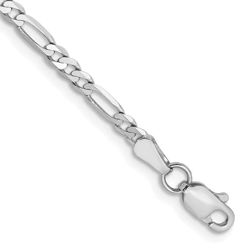 Ladies bracelets for sunny days -14k WG 2.75mm Flat Figaro Chain Bracelet