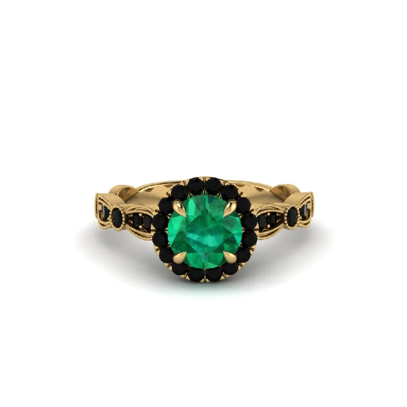 engagement-oval-gold-ring-Round Cut Emerald Radiant Eternity Engagement Ring - Kamryn No. 34