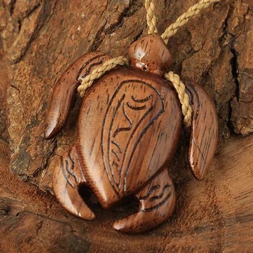 Ladies necklaces for trailblazers -Koa Wood Turtle Necklace