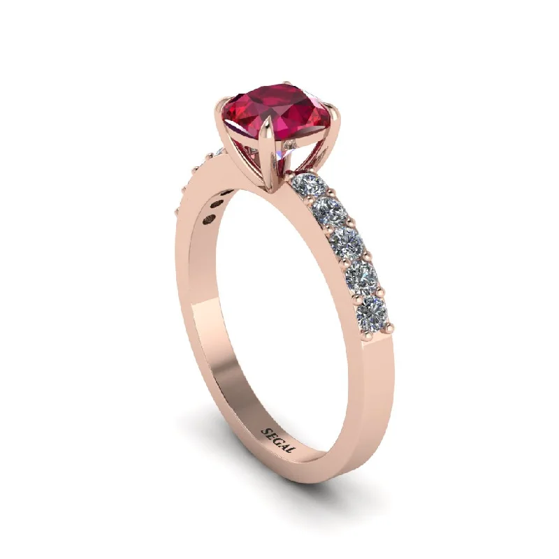 engagement-silver-unique-ring-Cushion-Cut Ruby Classic Elegance Engagement Ring - Demi No. 11