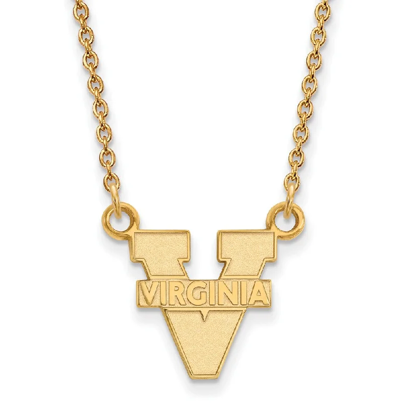 Ladies necklaces for picnics -14k Yellow Gold U of Virginia Small 'V' Logo Pendant Necklace