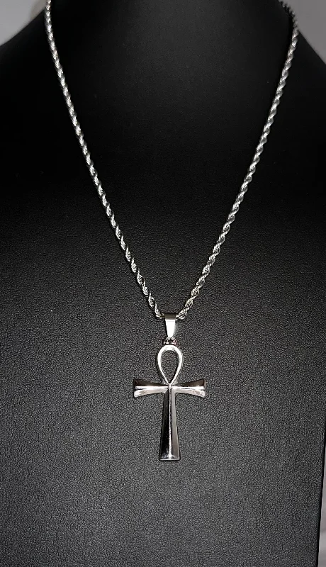 Ladies necklaces bold textures -Ankh Cross Necklace