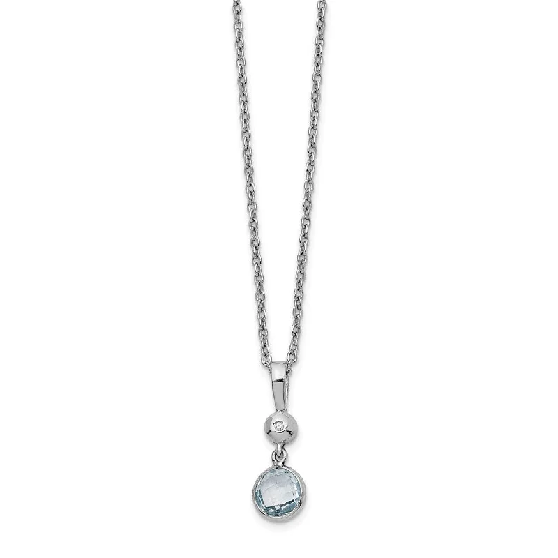 Ladies necklaces with citrine -Blue Topaz and Diamond Necklace in Rhodium Plated Silver, 18-20 Inch