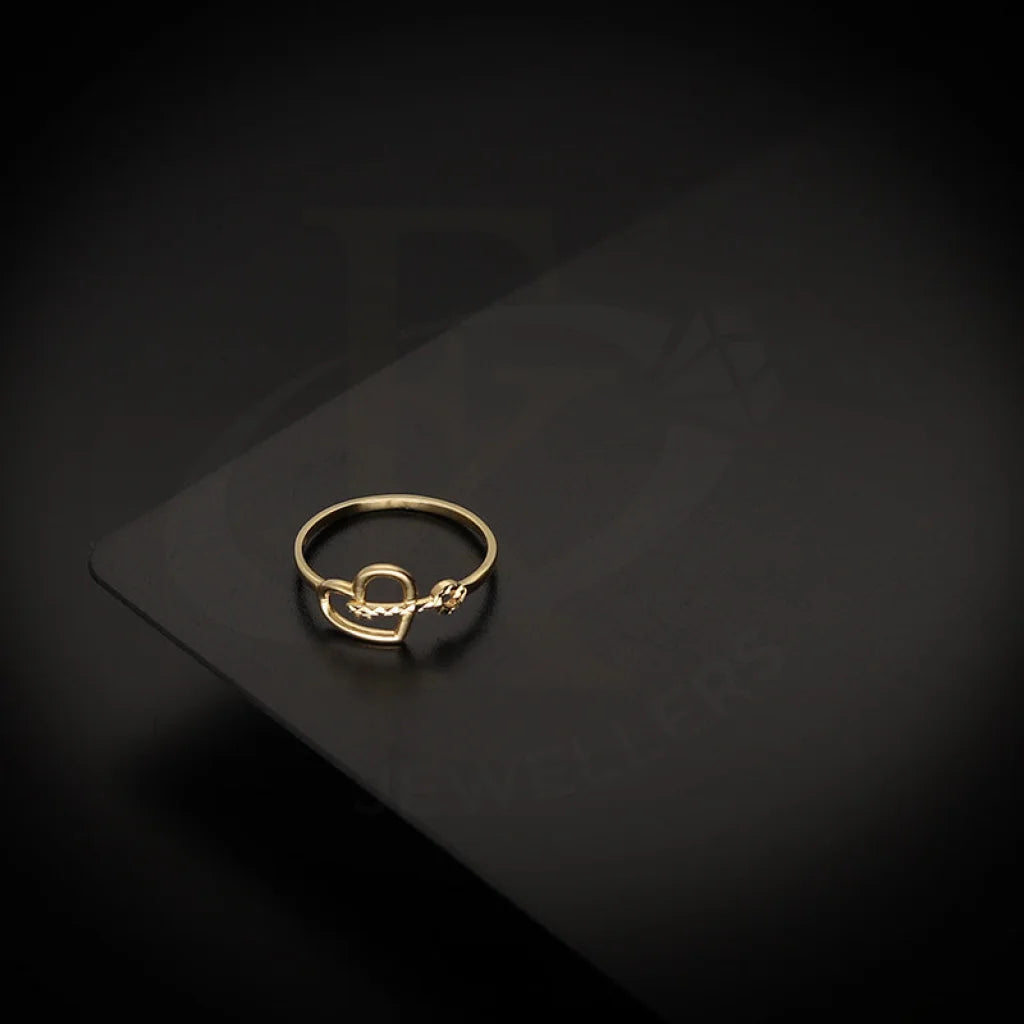 ladies-gold-vintage-rings-Gold Heart Shaped with Key Ring 18KT - FKJRN18K5493