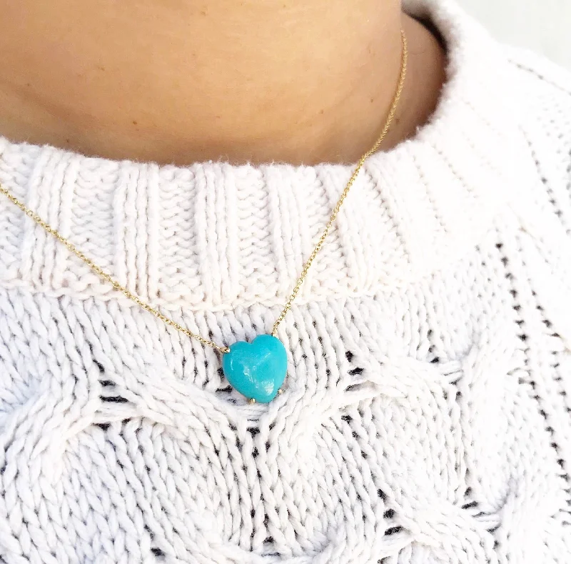 Ladies necklaces bold statement -Turquoise Heart Necklace