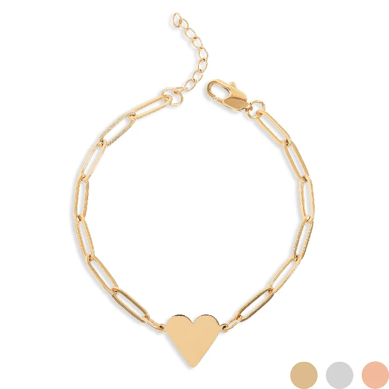 Ladies bracelets for inventors -18K Gold PVD Stainless Steel Paperclip Heart Bracelet / SBB0303