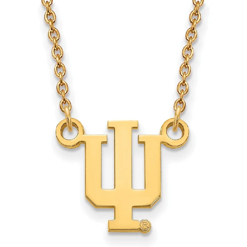 Ladies necklaces for innovators -14k Gold Plated Silver Indiana U Small 'IU' Pendant Necklace