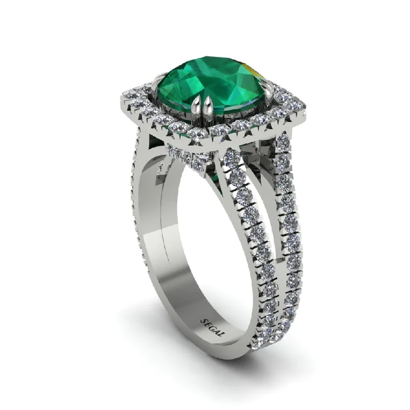 engagement-white-gold-eternity-ring-Emerald Pave Split Shank Engagement Ring - Averie No. 6