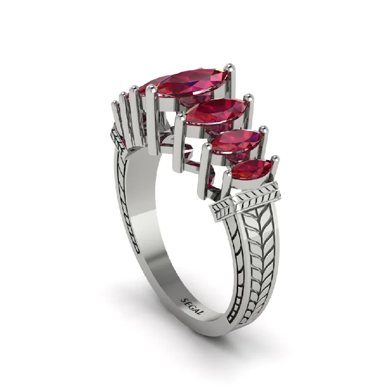 engagement-princess-cut-diamond-ring-Marquise-Cut Ruby Cascade Engagement Ring - Regina No. 12