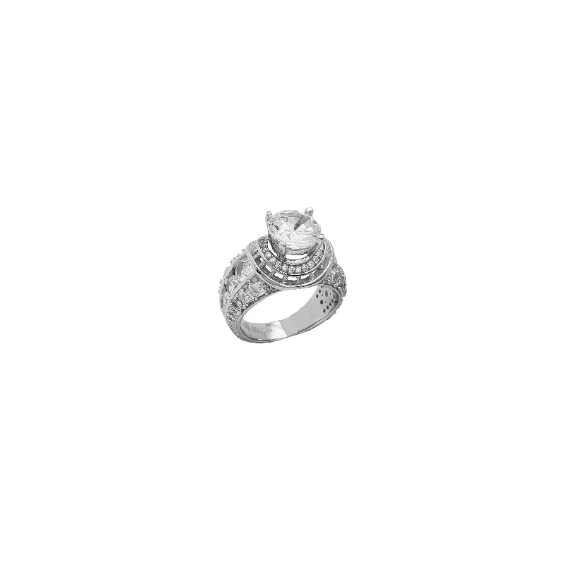 engagement-diamond-classic-ring-Iced-Out Round Setting Engagement Ring (Silver)