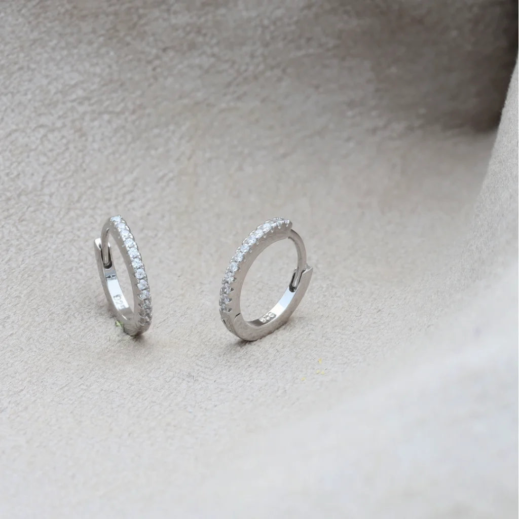 ladies-pendant-silver-earrings-Sterling Silver 925 Minimalist Huggie Hoop Earrings - FKJERNSL8578